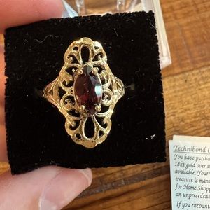 NIB - Mozambique Garnet stone in 18k gold over sterling silver ring
